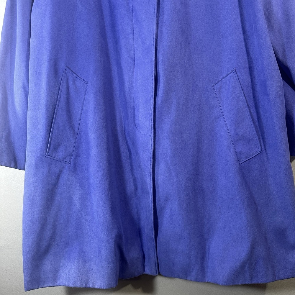 Appleseed's Women's Petite Large Women's Purple Faux‎ Suede Button Front Coat - Picture 9 of 11